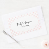 Sticker Rectangulaire Painted Pink Checkerboard Pattern Wedding (Enveloppe)