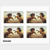 Sticker Rectangulaire paire de chevaux sauvages (Feuille)