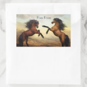 Sticker Rectangulaire paire de chevaux sauvages (Sac)