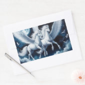 Sticker Rectangulaire Paire de Pegasus dans le ciel foncé (Enveloppe)
