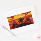 Sticker Rectangulaire Paisagem por do sol com coqueiros (Enveloppe)
