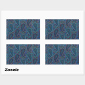 Sticker Rectangulaire Paisley Blue Indian Boho Motif (Feuille)