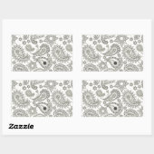 Sticker Rectangulaire Paisley noir sur blanc (Feuille)