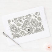 Sticker Rectangulaire Paisley noir sur blanc (Enveloppe)