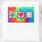 Sticker Rectangulaire Paix, Amour, Baseball (Sac)