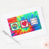 Sticker Rectangulaire Paix, Amour, Baseball (Enveloppe)