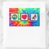 Sticker Rectangulaire Paix, Amour, Basset Hounds (Sac)
