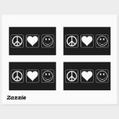 Sticker Rectangulaire Paix Amour Bonheur (Feuille)