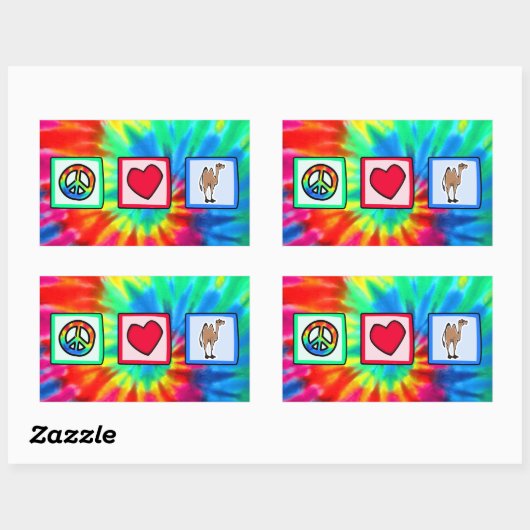 Sticker Rectangulaire Paix, Amour, Camels (Feuille)