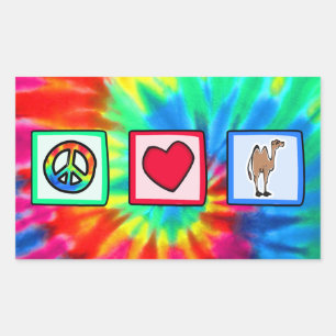 Sticker Rectangulaire Paix, amour, chameaux