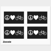 Sticker Rectangulaire Paix Amour et Bicyclettes (Feuille)