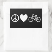 Sticker Rectangulaire Paix Amour et Bicyclettes (Sac)