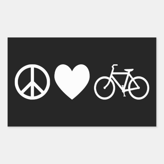 Sticker Rectangulaire Paix Amour et Bicyclettes (Devant)