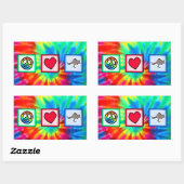Sticker Rectangulaire Paix, Amour, Kangaroos (Feuille)