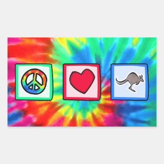 Sticker Rectangulaire Paix, Amour, Kangaroos