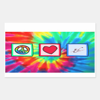 Sticker Rectangulaire Paix, Amour, Saxophones