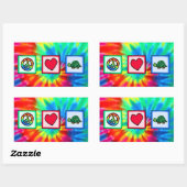 Sticker Rectangulaire Paix, Amour, Tortues (Feuille)