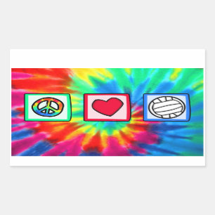 Sticker Rectangulaire Paix, amour, volleyball