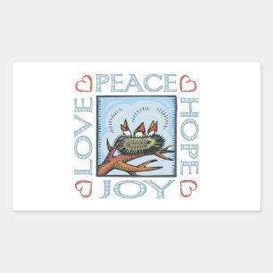 Sticker Rectangulaire Paix, Espoir, Amour, Joie