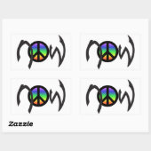 Sticker Rectangulaire Paix maintenant avec Rainbow (Feuille)