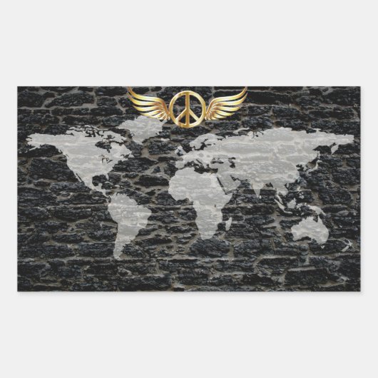Sticker Rectangulaire Paix mondiale (Devant)