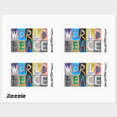 STICKER RECTANGULAIRE PAIX MONDIALE POUR MINDY (Feuille)