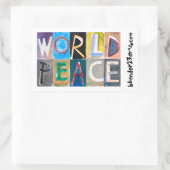 STICKER RECTANGULAIRE PAIX MONDIALE POUR MINDY (Sac)
