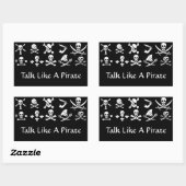 STICKER RECTANGULAIRE PÂLE DE PIRATES NOIRES, OBJETS TRAVERSÉS, ÉPINES (Feuille)