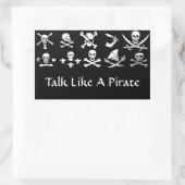 STICKER RECTANGULAIRE PÂLE DE PIRATES NOIRES, OBJETS TRAVERSÉS, ÉPINES (Sac)
