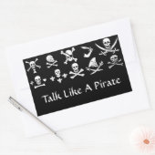 STICKER RECTANGULAIRE PÂLE DE PIRATES NOIRES, OBJETS TRAVERSÉS, ÉPINES (Enveloppe)