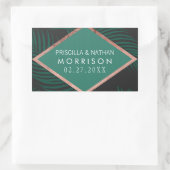 Sticker Rectangulaire Palm Feuille  Black Rose Gold Mariage (Sac)