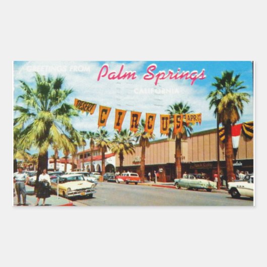 Sticker Rectangulaire Palm Springs, Californie - Vintage Postcard (Devant)
