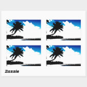 Sticker Rectangulaire Palmier blanc noir bleu Silhouette (Feuille)
