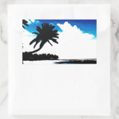 Sticker Rectangulaire Palmier blanc noir bleu Silhouette (Sac)
