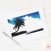 Sticker Rectangulaire Palmier blanc noir bleu Silhouette (Enveloppe)