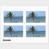 Sticker Rectangulaire Palmier sur la plage (Feuille)