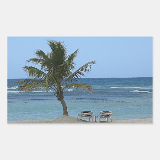 Sticker Rectangulaire Palmier sur la plage (Devant)