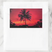 Sticker Rectangulaire Palmiers exotiques du coucher de soleil de l'Hawaï (Sac)
