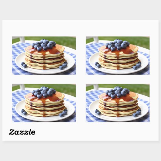 Sticker Rectangulaire Pancakes aux bleuets (Feuille)