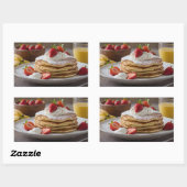 Sticker Rectangulaire Pancakes aux fraises et à la banane (Feuille)