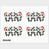 Sticker Rectangulaire Panda Noël Animaux mignons Pandas Squa (Feuille)