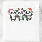 Sticker Rectangulaire Panda Noël Animaux mignons Pandas Squa (Sac)