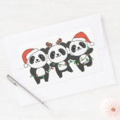 Sticker Rectangulaire Panda Noël Animaux mignons Pandas Squa (Enveloppe)