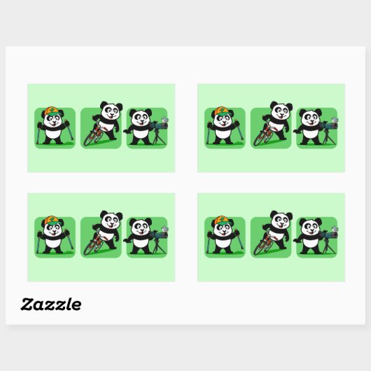 Sticker Rectangulaire Pandas extérieurs (Feuille)