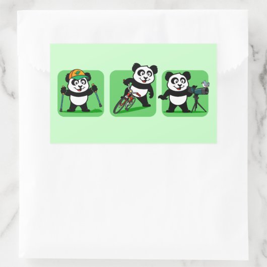 Sticker Rectangulaire Pandas extérieurs (Sac)