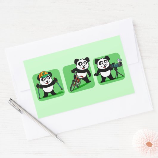 Sticker Rectangulaire Pandas extérieurs (Enveloppe)