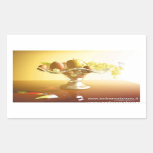 Sticker Rectangulaire Panier de verre avec fruits et batteries
