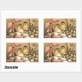 STICKER RECTANGULAIRE PANIER ÉLÉGANT, POULET, FLEURS ET OEUFS DE PÂQUES (Feuille)