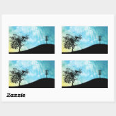 Sticker Rectangulaire Panier Sur Une Colline #2 (Feuille)