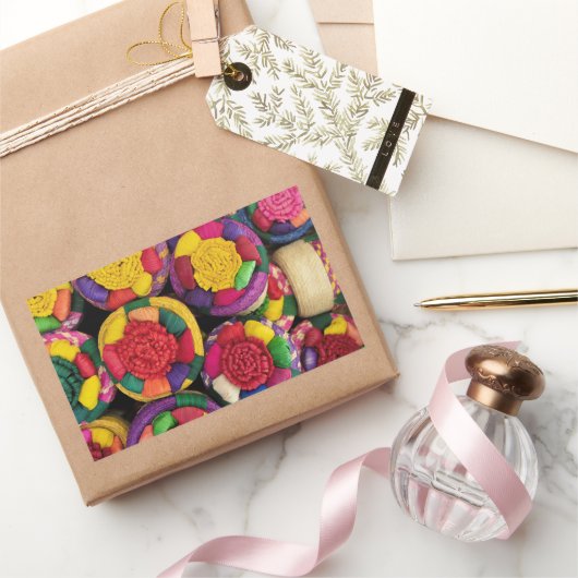 Sticker Rectangulaire Paniers en osier mexicain authentiques (Cadeaux)